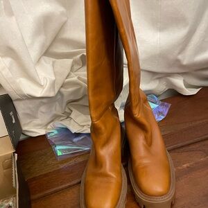 Zara Tan Leather Boots
